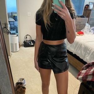Black pleather mini skirt